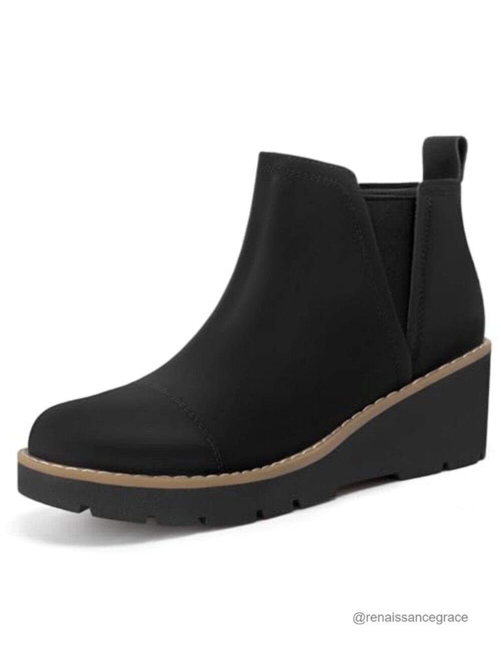 Low Heel Platform Wedge Ankle Boots Nubuck Leather